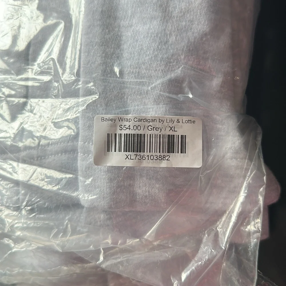 Lily & Lottie Bailey Wrap Cardigan-Light Grey-NWOT - Picture 5 of 5